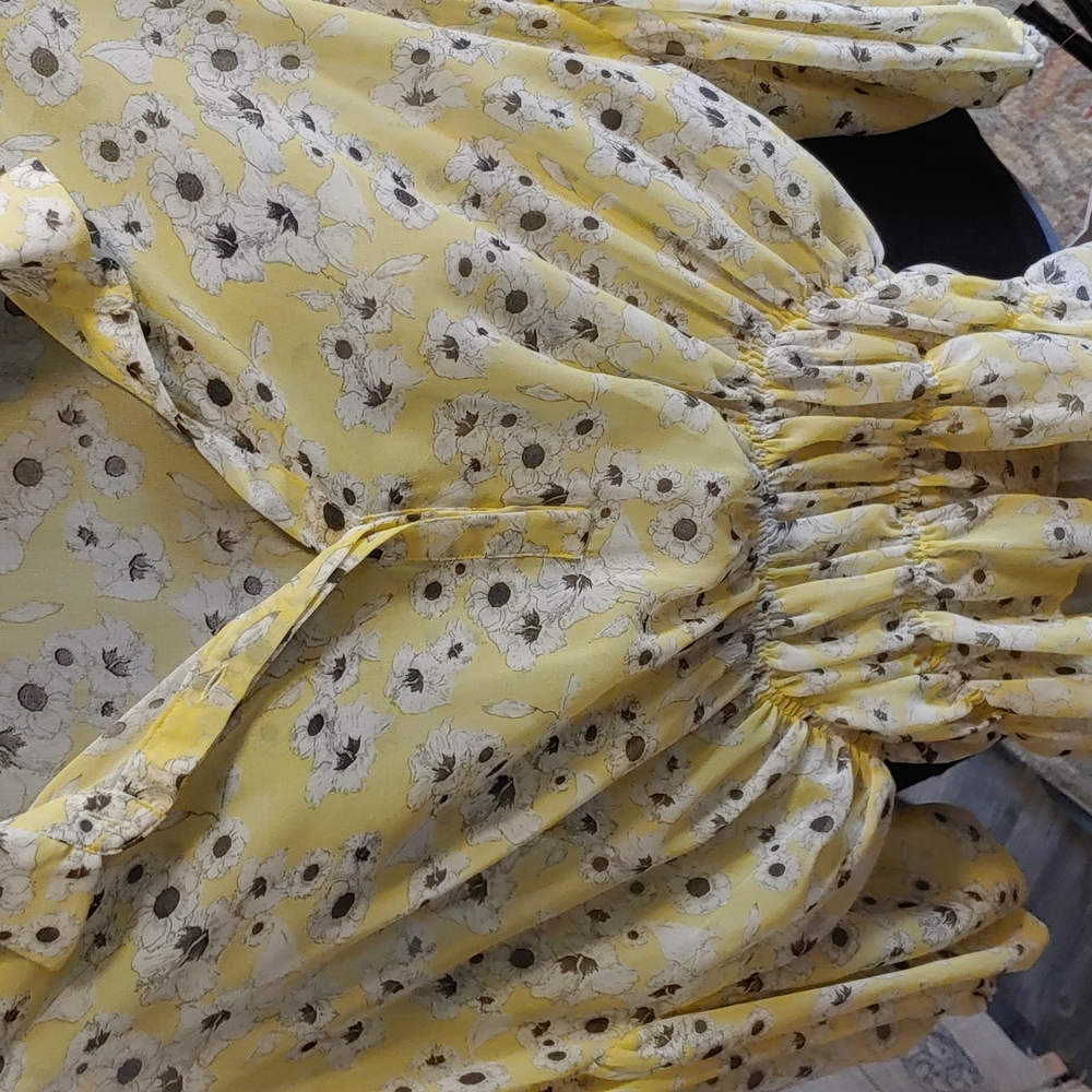 Zara Yellow Chiffon white/grey flora